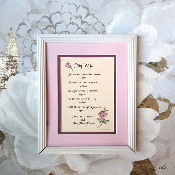 1991 "My Wife" Poem Picture Frame | Wife Poem Picture Roses Vintage White Frame - Picture 1 of 12